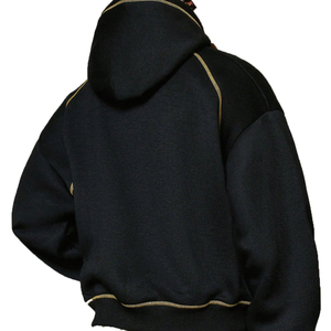 Wholesale Custom <b>Stitch</b> Detail Pullover <b>Hoodies</b> <b>Oversize</b> Streetwear Contrast Stitching Terry Cotton 400 Plus GSM Custom Logo OEM - Product Image 1