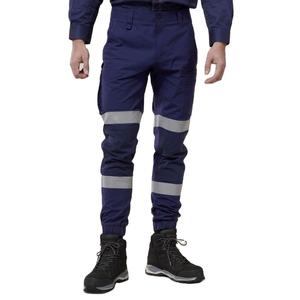 Pantalon de travail réfléchissant bleu marine pour homme, pantalon cargo en polyester avec genoux et bandes renforcés - Product Image 1