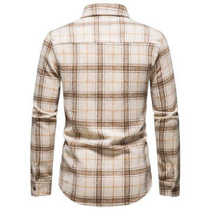Chemises en flanelle pour hommes, boutonnées, coupe classique, manches longues, décontractées, à carreaux, style vintage streetwear, teintes en fil, anti-rétrécissement - Product Image 6