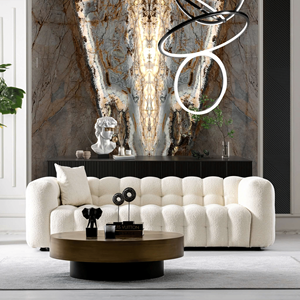 Divano Eden Moderno in Tessuto Bouclé Stile Chesterfield per Soggiorno - Product Image 2