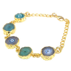 กำไลข้อมือดีไซน์คลาสสิกประดับด้วยพลอยควอตซ์ธรรมชาติ ชุบทอง 22K สายปรับได้ สำหรับผู้หญิงและเด็กผู้หญิง ขายส่งจำนวนมาก - Product Image 3