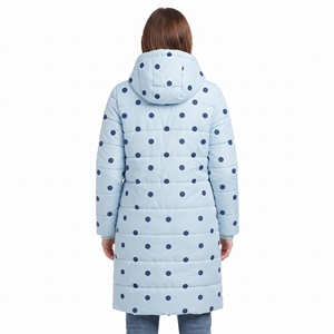 Abrigo Acolchado Largo con Capucha y Cinturón para Mujer, con Estampado de Puntos, Chaqueta de Invierno Cálida y Acolchada, Ropa Exterior Informal de Moda para Exteriores - Product Image 2
