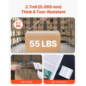 6 Rotoli di Nastro Adesivo Trasparente Resistente da 1,88 Pollici x 25 Iarde, Spessore 2,7 Mil, con Anima da 1,5 Pollici per Dispenser - Product Image 1
