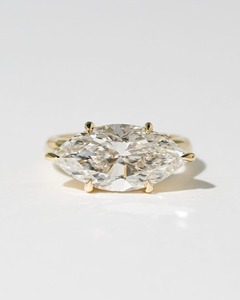 แหวนเพชรทรงมาร์คีส์เพาะเลี้ยงในห้องปฏิบัติการ ทองคำขาว 14K แหวนหมั้นเพชรเม็ดเดี่ยว 6 กรงเล็บ ขนาด 2 มม. แหวนแต่งงาน - Product Image 1