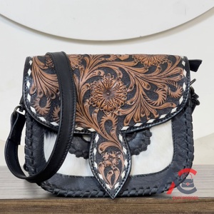 Sac messager en cuir de vachette fait main de luxe personnalisé 2026, style western floral, grande capacité, sacs à bandoulière - Product Image 1