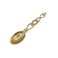Cuillère décorative vintage en laiton, manche ajouré orné, motif floral géométrique, louche en métal faite à la main, cuillère de service élégante, vaisselle raffinée