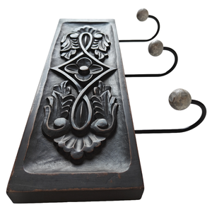 Smart Art Wood Carving Black Painted Decorative Wooden Hand Carved <b>Key</b> <b>Hook</b> <b>Wall</b> Hangings <b>Key</b> Hanger Engineered Wood Patio Decor - Product Image 5