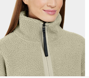 Women's Fleece Sweatshirt High Quality Pullover Mock neck Sweatshirt Patchwork Embroidery <b>Green</b> Mock Neck Sweatshirt - Product Image 3