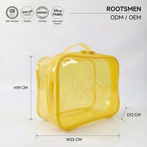 Sacs cosmétiques de grande capacité à la mode, résistants à l'eau, avec fermeture à glissière et étiquette en PVC gaufrée - Product Image 1