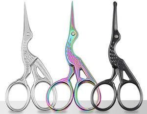 Tijeras de mano vintage con forma de grulla para recortar el vello de las cejas y la nariz, tijeras de acero inoxidable ANAAIF - Product Image 6