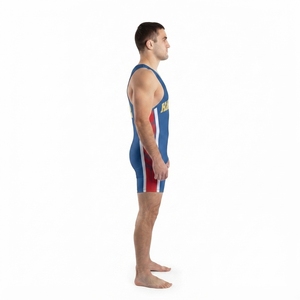 Custom Sublimated for <b>Lycra</b> <b>Men's</b> Wrestling Singlet-High School Varsity Flatlock Seam Competition Standard OEM - Product Image 3