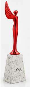 Red Polished Metal Eco-Friendly Sports Theme <b>Angel</b> Trophy with Marble Base 13-Inch Engraved Logo Award Model 793 - Product Image 4