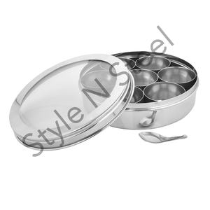 Coffret de bouteilles d'assaisonnement Masala Dabba, fournitures de cuisine en gros, boîte à épices créative, boîte à épices indienne en acier inoxydable - Product Image 1