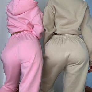 ชุดเซ็ตลำลองสำหรับผู้หญิงฤดูหนาว น้ำหนักเบา ระบายอากาศได้ดี ลายพิมพ์ ชุดวอร์ม 2 in 1 ผ้าฝ้าย 100% เสื้อฮู้ดดี้ กางเกงจ็อกเกอร์ - Product Image 3