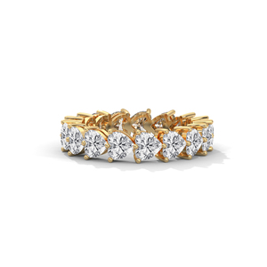 Yellow <b>Gold</b> Eternity Diamond <b>Ring</b> Oval Round Pear Cut Channel <b>Set</b> Band for Wedding Anniversary Gift - Product Image 1