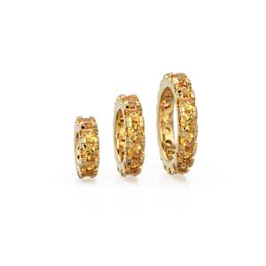 14k Yellow Gold Roundel Citrine Charm, Citrine Wheel Charm, Round Charm Holder, Eternity Round Citrine Band Connector, November - Product Image 1
