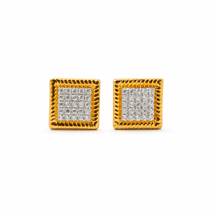 18Kt Yellow Gold Brilliant Cut Diamond <b>Stud</b> Earrings for Women Lightweight High Polish Geometric Daily Wear Party Wedding Gift - Product Image 4