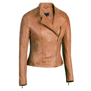 Elegante Chaqueta de Invierno de Cuero Genuino para Mujer con Cuello Alto, Colores Personalizados, Tejido Transpirable de Alta Calidad, OEM - Product Image 1
