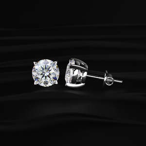 1 Carat Round Moissanite Solitaire Drop Hoop <b>Earrings</b> 2 TCW Colorless VVS 14K Gold Dangle <b>Back</b> Handmade Bridal Wedding Jewelry - Product Image 4