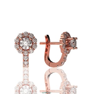 Pendientes de Aro con Halo de Diamantes de Moissanita al por Mayor, Diseño Personalizado de 5mm, Proveedor Glosbe & Co, Se Acepta OEM y ODM - Product Image 4