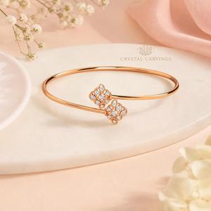 Open Cuff Bangle Bracelet 925 Sterling Silver Rose Gold Plated Floral <b>Cluster</b> Dainty Jewelry Wholesale OEM ODM Manufacturer - Product Image 1