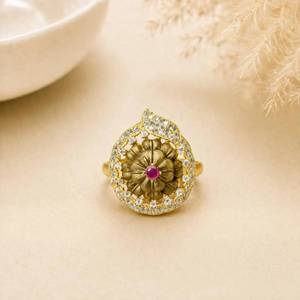 Ruby Kundan Polki <b>Ring</b> <b>Adjustable</b> Round Ruby Statement <b>Ring</b> South Indian Bridal Wedding Engagement Jewelry - Product Image 3