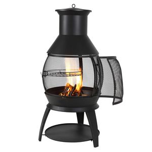 Chimenea Esférica de Hierro de 22 Pulgadas para Interiores con Brasero para Leña, para Calentar y Asar, con Malla para Parrilla - Product Image 1