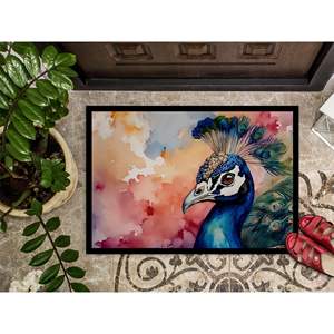 Peacock Non-Slip <b>Doormat</b> Low Pile Indoor/Outdoor Washable Rugs for Entryway 24H X 36W Front Door Mat - Product Image 3