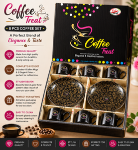 Ensemble de 8 tasses à café en céramique de luxe avec ballons imprimés en latex noir pour la décoration de fête, révélation du sexe, événements de baby shower - Product Image 1