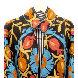 Handmade Women's Embroidered Cotrise Nonwoven Jacket Regular Length Winter <b>Coat</b> with Eco-Friendly Features and Cotton Lining - Product Image 2