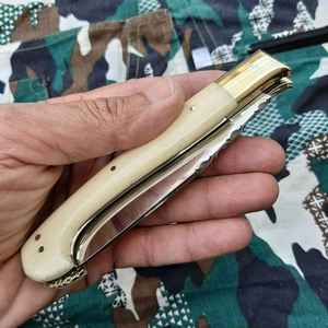 Couteaux de chasse sur mesure, couteau à dépecer en damas fait main, lame fixe, couteau de chasse d'extérieur avec étui en cuir - Product Image 2