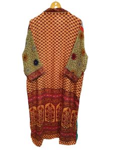 Robe longue kimono en soie Bridel, patchwork, pour couvrir le bikini, vêtement de nuit, kimono en sari indien vintage recyclé fait main - Product Image 6