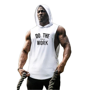 Débardeur blanc sans manches pour homme, en coton, séchage rapide, tricoté, respirant, décontracté, pour la gym, avec broderie - Product Image 3