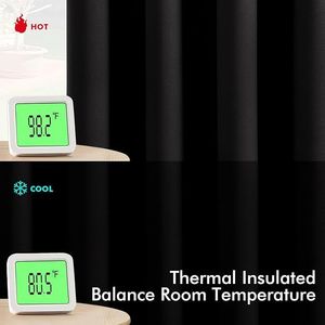 Tende Oscuranti Termoisolanti Nere Solide con Occhielli da 63 Pollici, 2 Pannelli per Camera da Letto e Soggiorno - Product Image 6