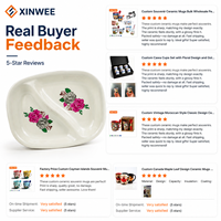 Assiette à dîner en céramique émaillée à 2 compartiments avec imprimé floral, assiette en céramique personnalisée pour la maison, la restauration, la vente en gros de vaisselle