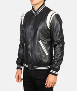 Blouson bomber classique en mélange de laine avec manches contrastées, fermeture à boutons-pression, col et poignets côtelés, poches latérales et style streetwear intemporel - Product Image 6