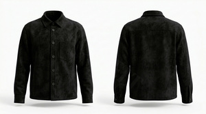 Chemise boutonnée en faux daim avec logo personnalisé de haute qualité à 100 %, manches longues, vêtements décontractés, chemises habillées élégantes pour hommes - Product Image 3