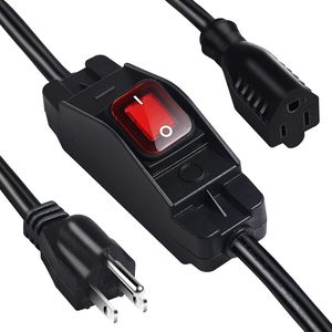Cavo di Prolunga per Esterni Impermeabile con Interruttore On/Off, Resistente 125v/250v Nero SJTW 6 Piedi, Cavi di Alimentazione e Prolunghe - Product Image 1