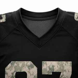 Uniforme de Fútbol Americano Negro, Pantalones con Camuflaje Digital, Ropa Deportiva, Cuello en V, Manga Corta, Ropa Deportiva para Equipos, Práctica y Entrenamiento, 100% - Product Image 3