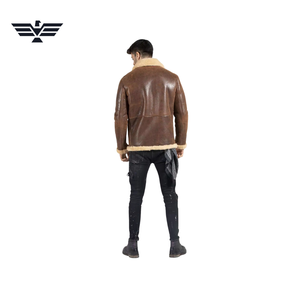 Chaqueta de Cuero Genuino para Hombre EMPIRE TREND WEARS, Forro de Piel Sintética, Cuello Camisero, Cierre de Cremallera, Corte Ajustado, Estilo Motero, Invierno - Product Image 3