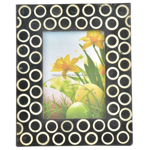 Luxury <b>Black</b> Wooden <b>Photo</b> <b>Frame</b> With Resin Inlay Ring Pattern Handcrafted Decorative <b>Frame</b> For Elegant Decor - Product Image 1