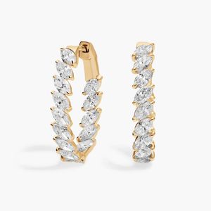 Pendientes de Aro de Oro Amarillo de 14K con Diamantes Cultivados en Laboratorio con Corte Marquesa - Product Image 1