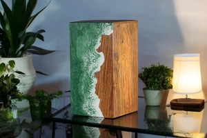 Handcrafted Rosewood Cremation Urn Ocean Wave <b>Memorial</b> <b>Keepsake</b> - Product Image 3