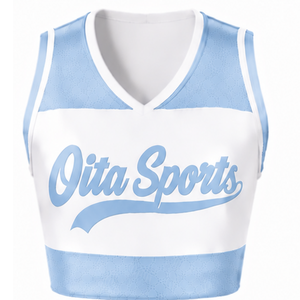Maillot de cheerleading sans manches bleu clair sublimé, tenue de sport athlétique pour équipe, uniforme de compétition et d'entraînement - Product Image 1