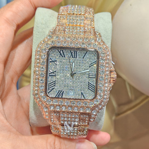 Reloj de Diamantes Verdes para Hombre, Reloj de Cuarzo con Números Romanos, Estilo Hip Hop, Joyería con Incrustaciones, Reloj de Pulsera Cuadrado, Nuevo 2026 - Product Image 5