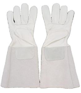 Comfortable Cow Split Leather TIG Welding Gloves Long Cuff Thick Gloves Anti-Cut Feature Heat Protective <b>Hand</b> <b>Arm</b> <b>Protection</b> - Product Image 1