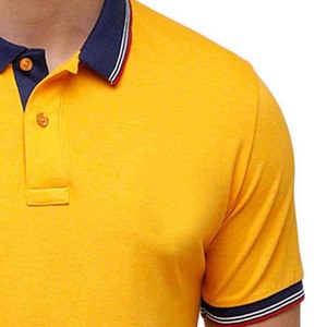 Polo de Manga Corta Amarillo para Hombre, Color Sólido, Tejido de Punto, Estilo Casual, Corte Regular - Product Image 5