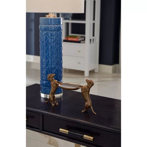 Sculpture de chien dorée de table et plateau – Figurine animale moderne, décoration d'intérieur, art métallique de table, ornement de chambre, plateau de service pour bonbons - Product Image 2