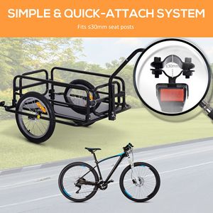 Remolque de Carga para Bicicleta de 16 Pulgadas, Color Negro, con Enganche Plegable, Capacidad de 80 Libras, Material de Acero, Carga Útil Máxima de 100 kg - Product Image 4