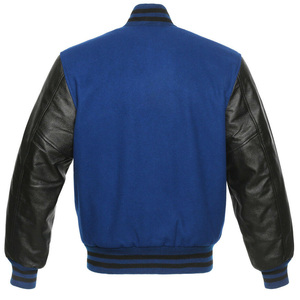 Men's Fashion Slim Fit Wool Varsity <b>Jacket</b> with <b>Leather</b> Sleeves Casual Bomber Baseball Style Stand Collar Letterman Inspiration - Product Image 2